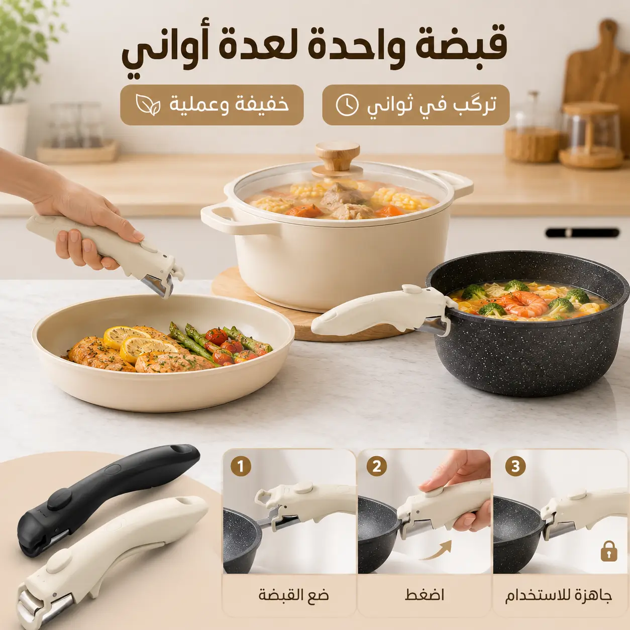 المقبض السحري:  وداعًا للكسرونات المكسورة والحروق المزعجة ومرحبًا بطبخ آمن ومريح كل يوم
